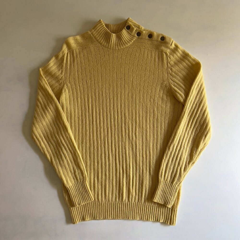 Vintage Abercrombie & Fitch Made In France 100% Wool Yellow Knit Sweater